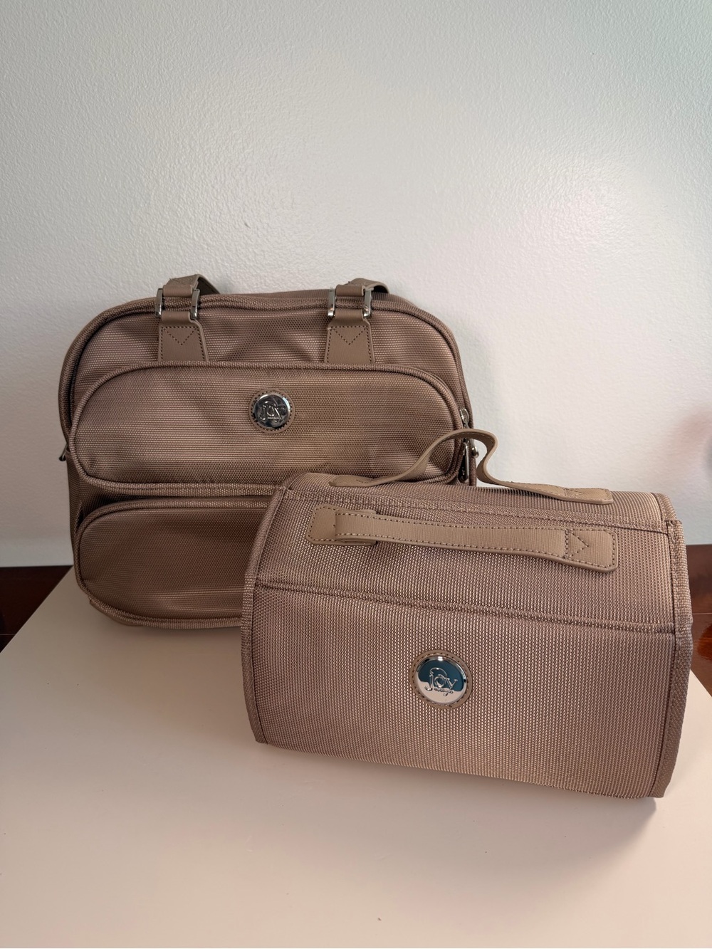 Joy Mangano Taupe Travel bag set